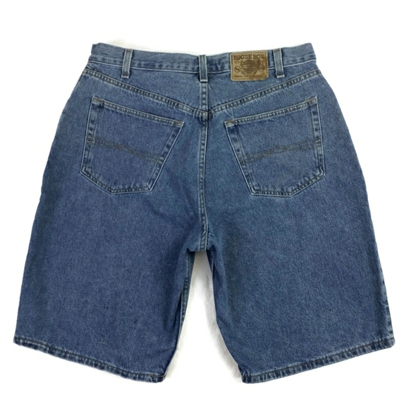 Vintage Bugle Boy 765 Medium Wash Flat Front Denim Jean Shorts Mens Size 32 x 11 - Picture 2 of 14
